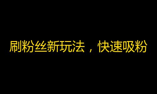 刷粉丝新玩法，快速吸粉全攻略，更好地提升快手人气！