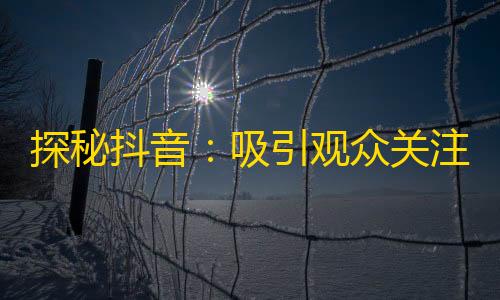 探秘抖音：吸引观众关注的秘诀是什么？