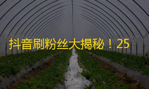 抖音刷粉丝大揭秘！25个行业黑科技增粉攻略！