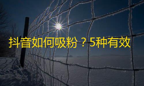 抖音如何吸粉？5种有效方法大揭秘！