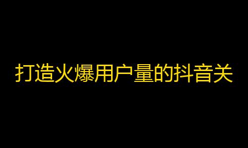 打造火爆用户量的抖音关注技巧