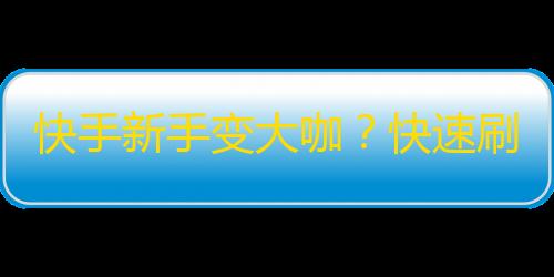 快手新手变大咖？快速刷粉丝成为舞台焦点！