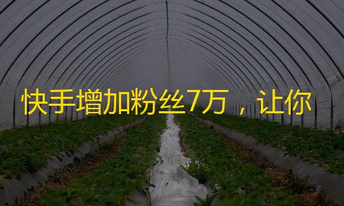 快手增加粉丝7万，让你的账号活跃起来！