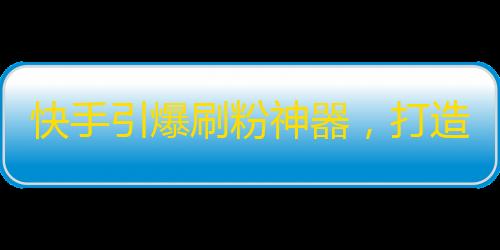 快手引爆刷粉神器，打造迅速提升粉丝的利器！