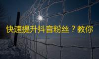 快速提升抖音粉丝？教你简单方法，快速吸粉10万！