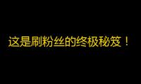 这是刷粉丝的终极秘笈！超值实用攻略来袭，快来GET！